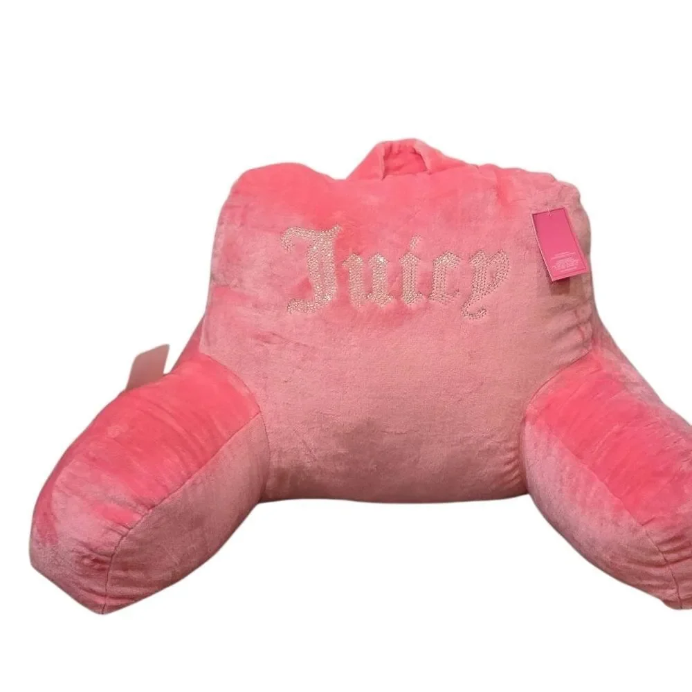 Juicy‎ Couture Home Rhinestone Logo Plush Bed Rest Pillow w/Phone Storage Pocket